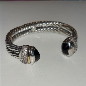 Italian 925 Silver & 18k Gold Accents Cable Bracelet